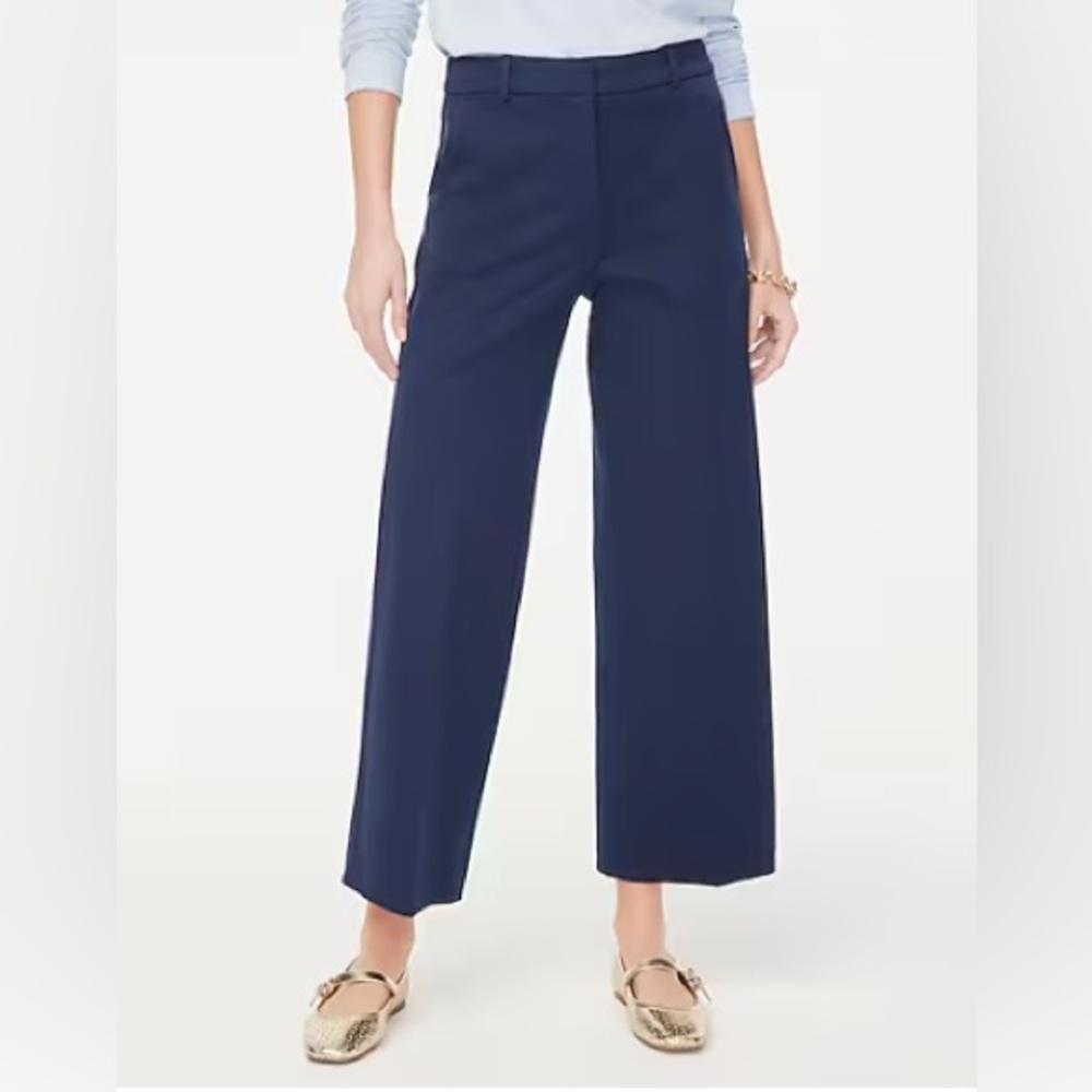 J Crew Remy Wide Leg Crop Navy Pants